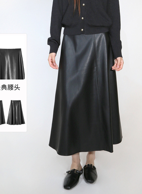 Sweet Basil/紫淑2025秋装新款商场同款时尚女仿皮长裙