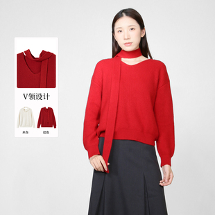 新品 专柜同款 时尚 Sweet 围巾套头衫 紫淑2025冬女装 个性 Basil