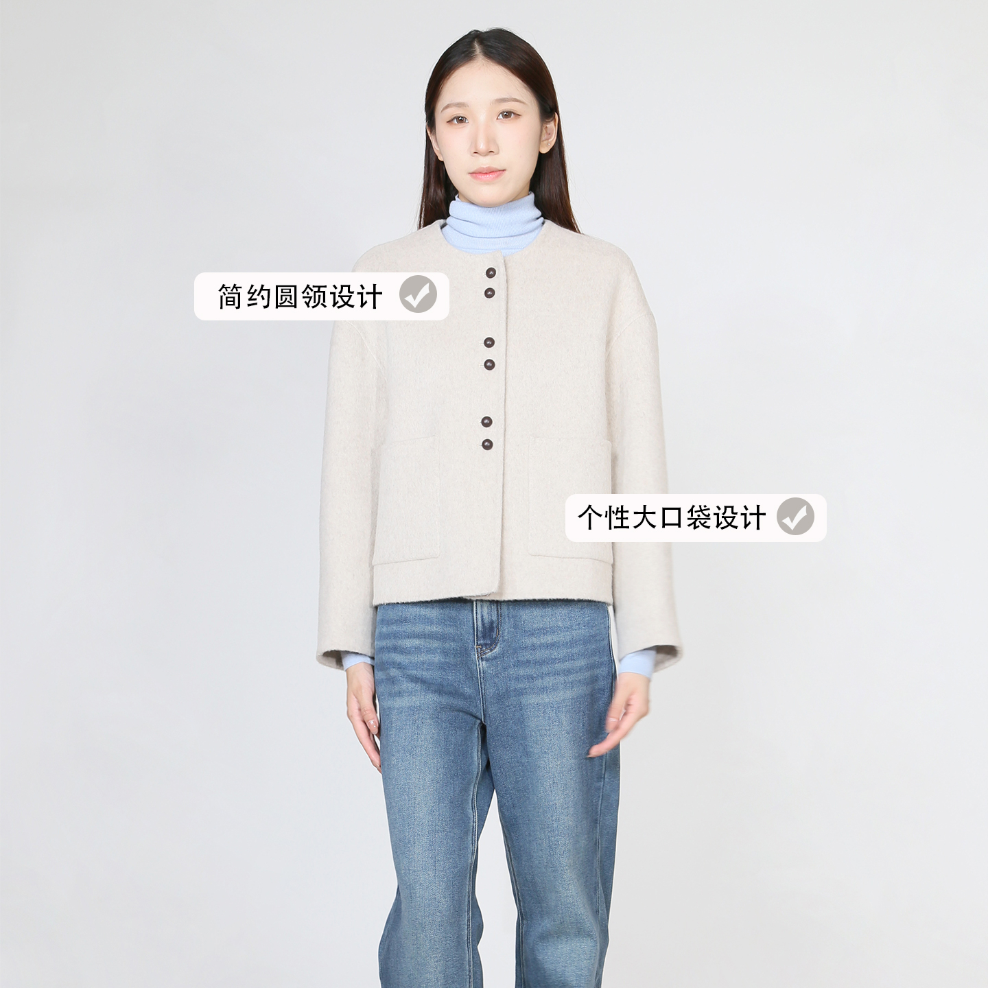 紫淑2025冬装新款女时尚毛呢外套