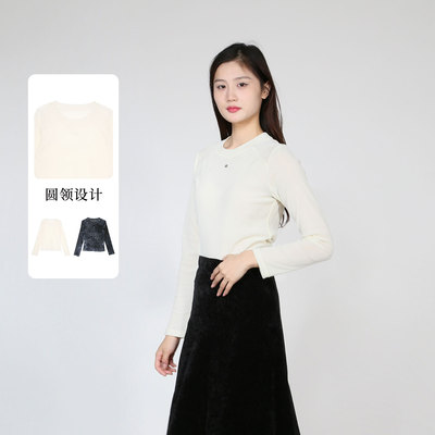 紫淑春轻奢优雅圆领长袖上衣