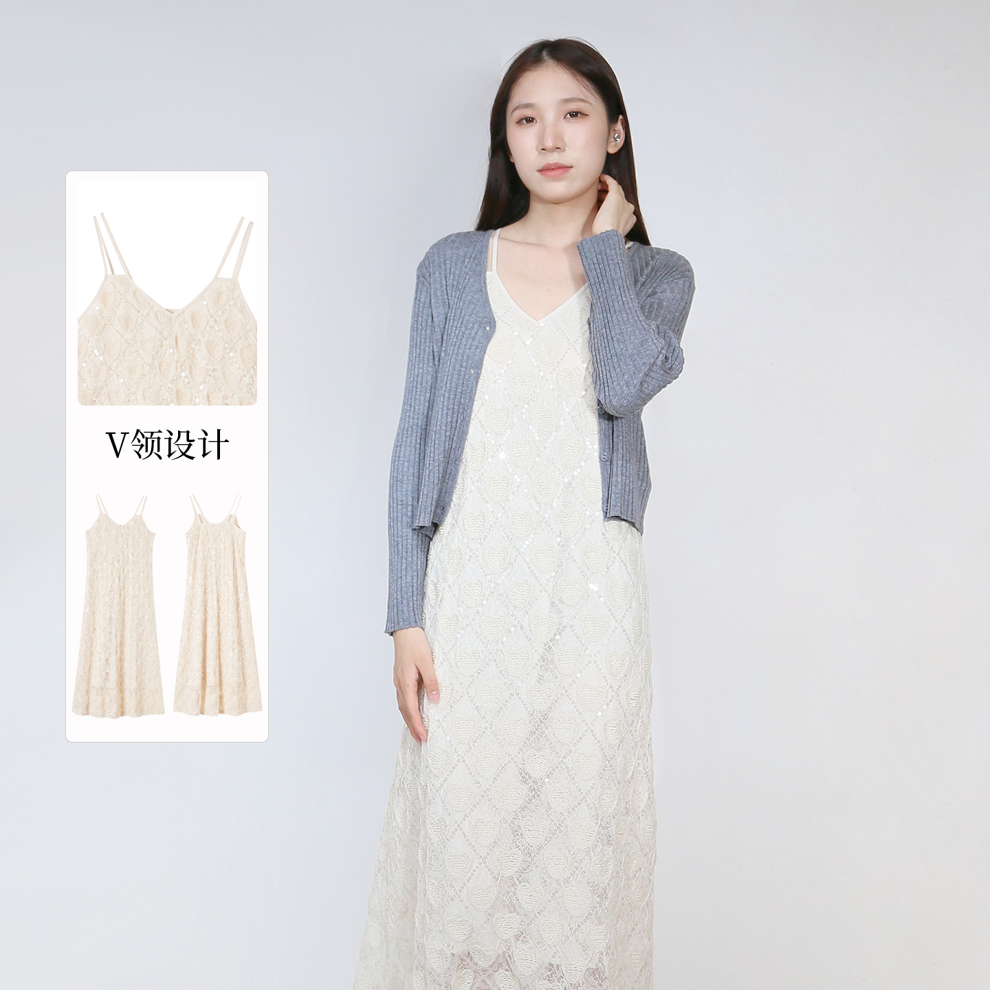 紫淑2025秋装新款女吊带连衣裙