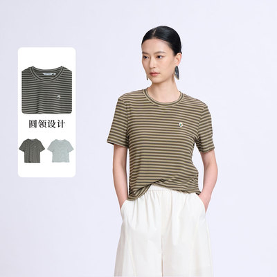 紫淑夏商同款条纹短袖女T恤