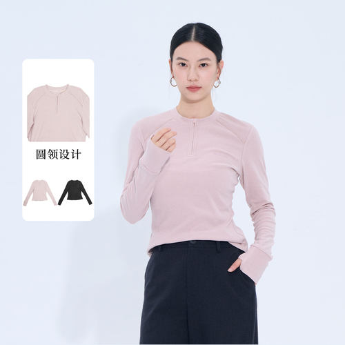 紫淑冬老钱风女圆领长袖针织衫
