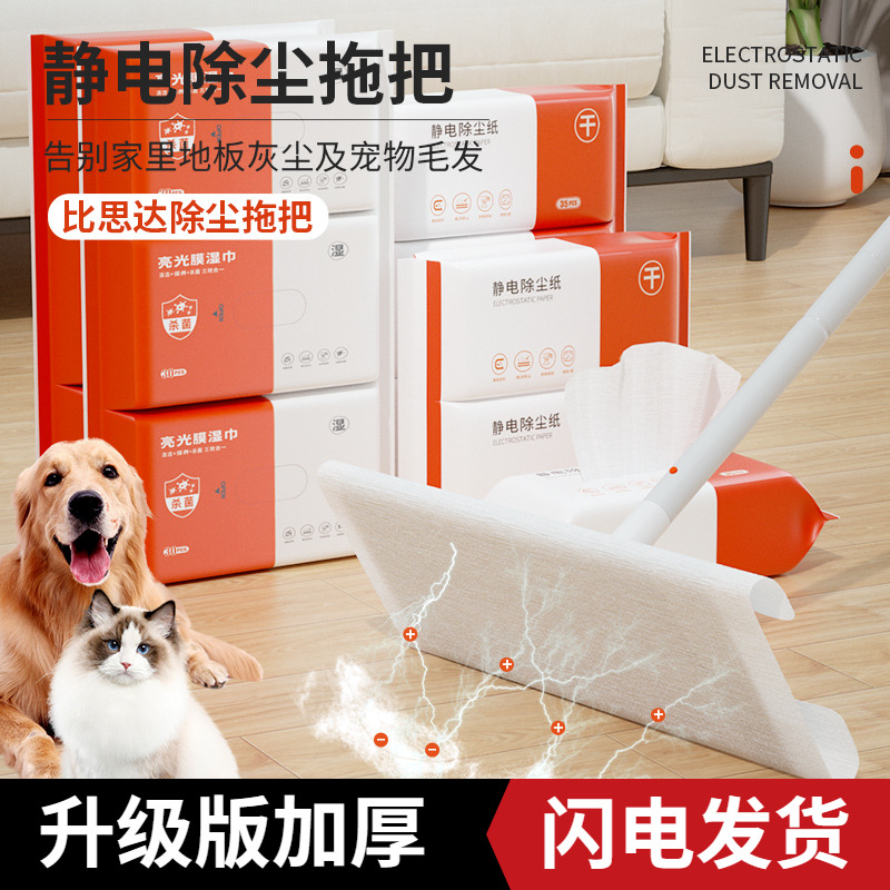 吸附毛发静电除尘纸平板拖把