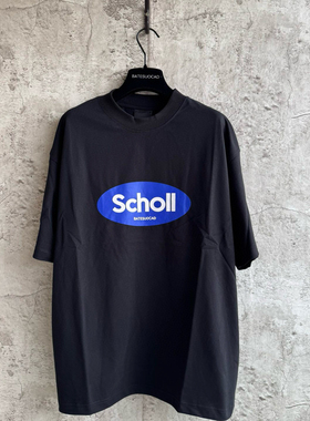 BATESUOCAD 25s夏季印花宽松os字母情侣款小领口短袖纯棉T恤潮