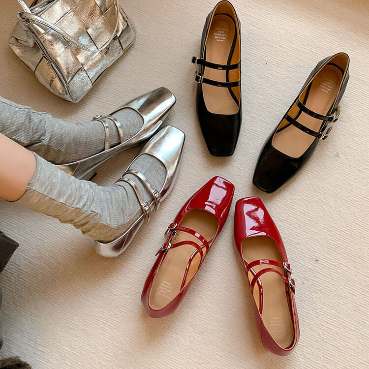 方跟玛丽珍鞋真皮单鞋法式浅口