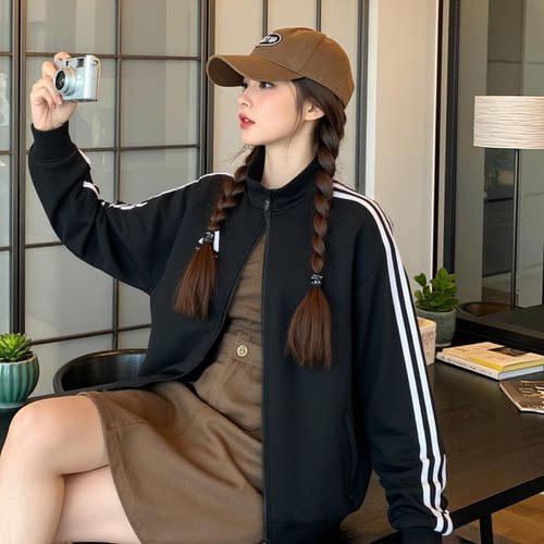 Adidas阿迪达斯外套春秋季男女旗舰官网经典三条杠休闲立领夹克衫