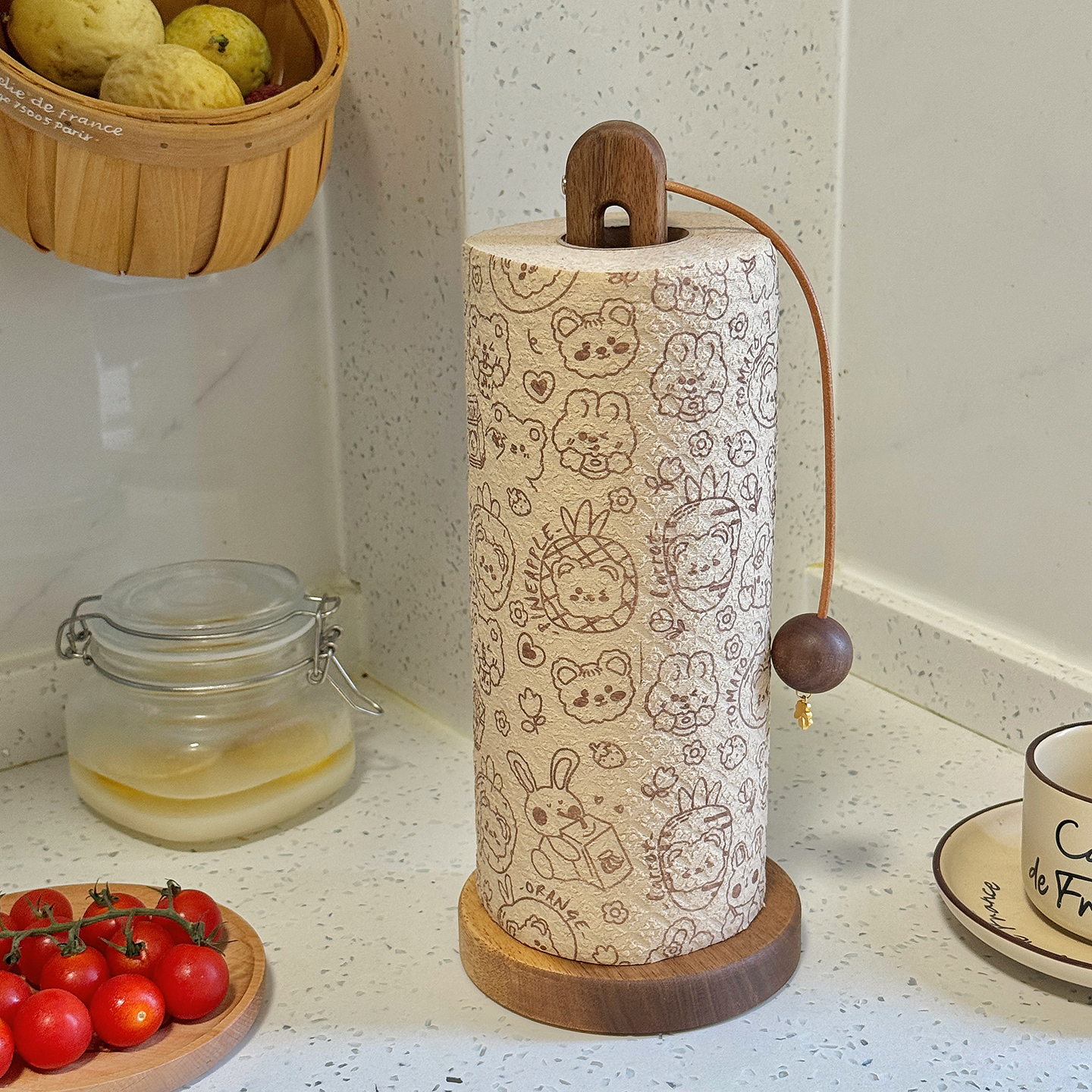 厨房纸巾架立式实木质置物架收纳