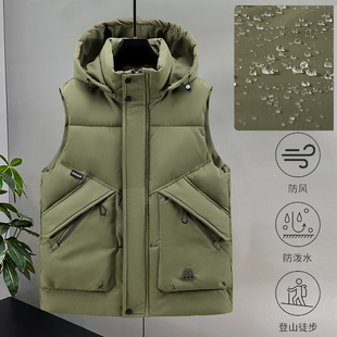 青少年马甲男款2025新款超好看工装羽绒棉高端学生多口袋外穿马夹