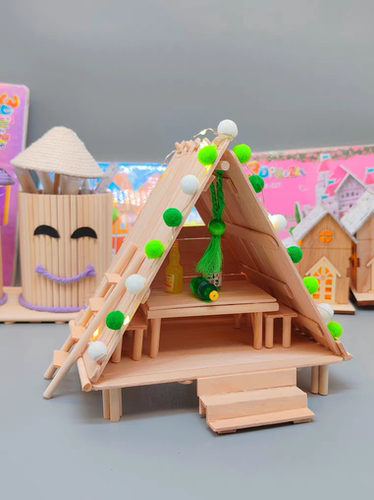 幼儿园手工制作木屋DIY环保材料
