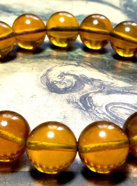 天然琥珀结缘佛珠手链