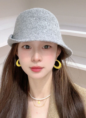 秋冬羊毛呢保暖显脸小渔夫帽女