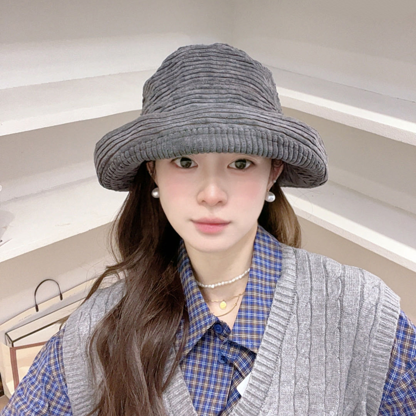 日系复古灯芯绒前长后短山本渔夫帽女秋冬遮阳防晒帽子百搭显脸小,服饰配件/皮带/帽子/围巾,帽子,淘宝优惠券,粉丝福利购,淘宝优惠卷
