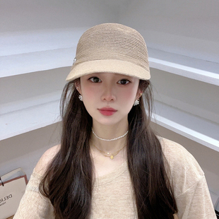 法式优雅马术帽女春夏季出游百搭防晒遮阳帽百搭显脸小亚麻鸭舌帽