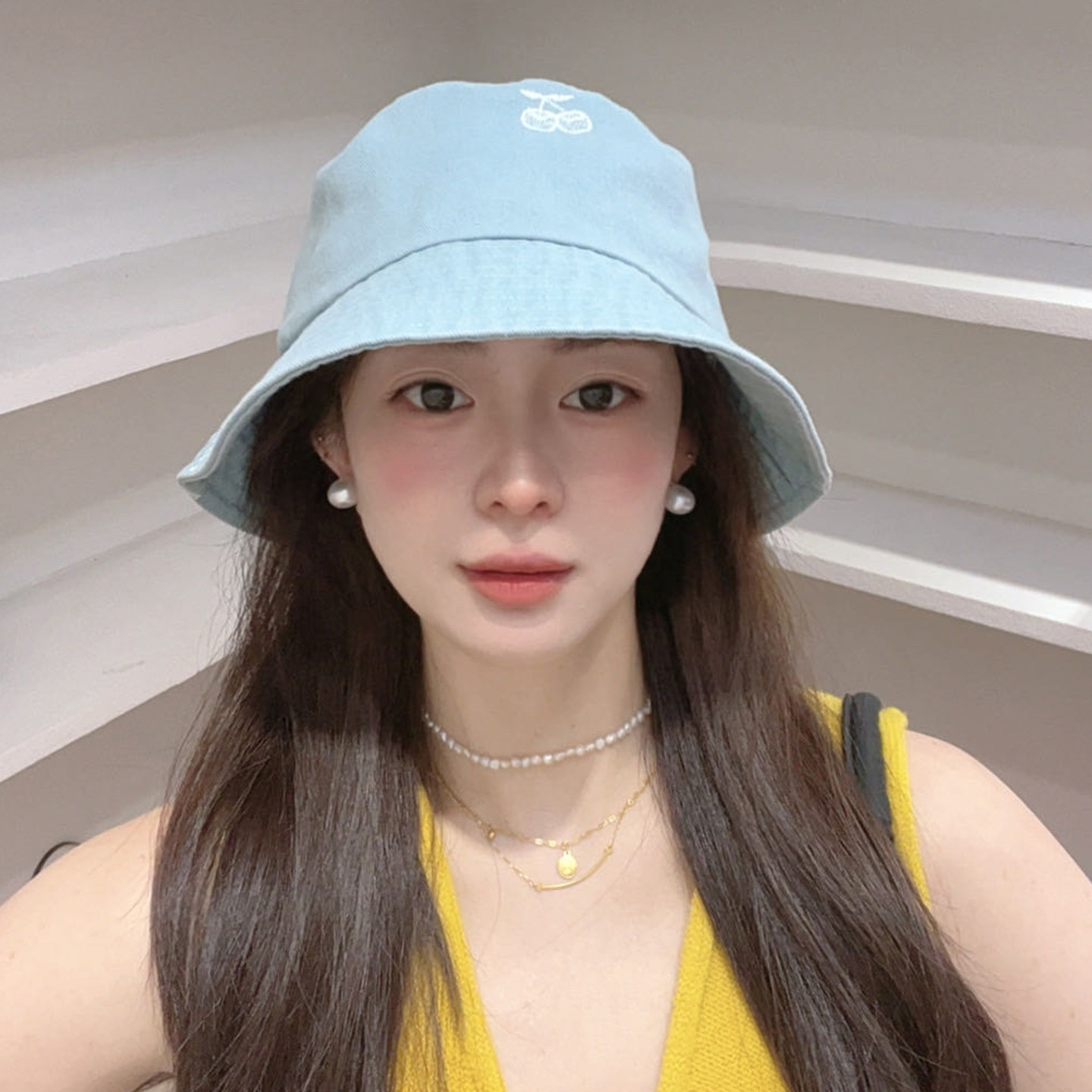 韩货小清新刺绣渔夫帽女春夏出游遮阳显脸小盆帽休闲素颜水桶帽子