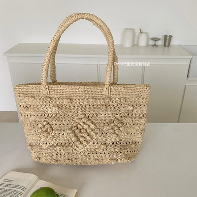 法式优雅复古度假风拉菲草编织包