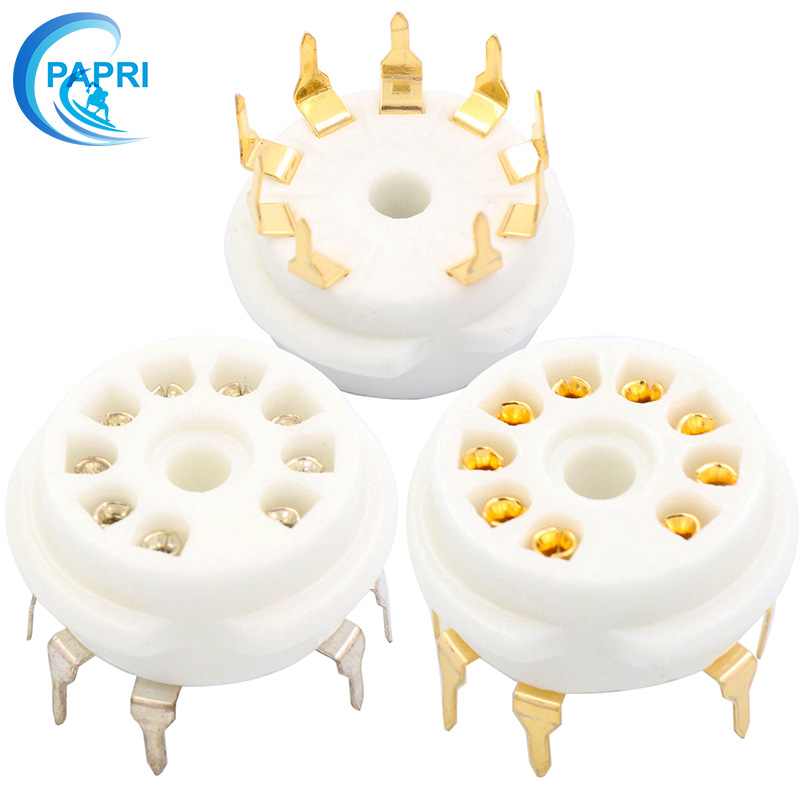 GZC9-B-G 小9脚电子管座优质陶瓷纯铜镀金小九脚胆管插座 PCB安装