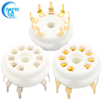 GZC9-B-G 小9脚电子管座优质陶瓷纯铜镀金小九脚胆管插座 PCB安装