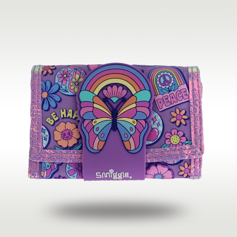 澳洲smiggle钱包儿童可爱卡通彩虹蝴蝶三折大容量钱包女孩