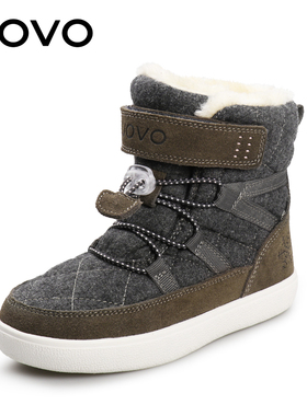 UOVO儿童靴子新款2024冬季加绒中小童雪地短靴男女童保暖棉靴潮鞋