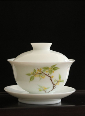 桂花盖碗 景德镇玉泥手绘 桂花茶器 独家定制 带简装盒子 约160ml