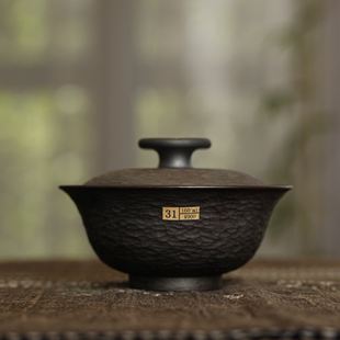 盖下容量约160ml 景德镇纯柴烧陶瓷 陶泥深山盖碗 31号纯手工柴烧