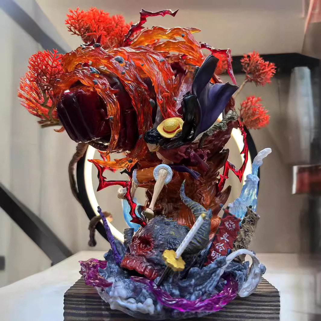 海贼王GK业火路飞手办可发光四皇草帽路飞one piece模型摆件礼物