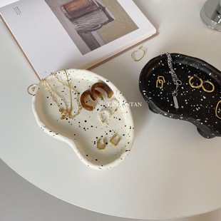 TAN 原创泼墨点点饰品托盘不规则凹凸小众玄关杂物收纳家居摆设