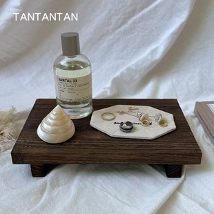 TAN 原木置物架小木架ins风拍摄道具 复古做旧木质桌面收纳托盘