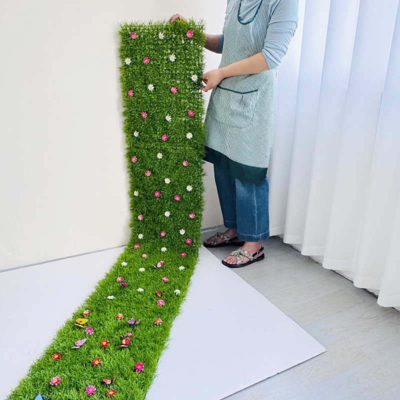 仿真草坪假绿植带花隔断草坪楼梯阳台绿草皮装饰楼梯阳台绿毯摆件