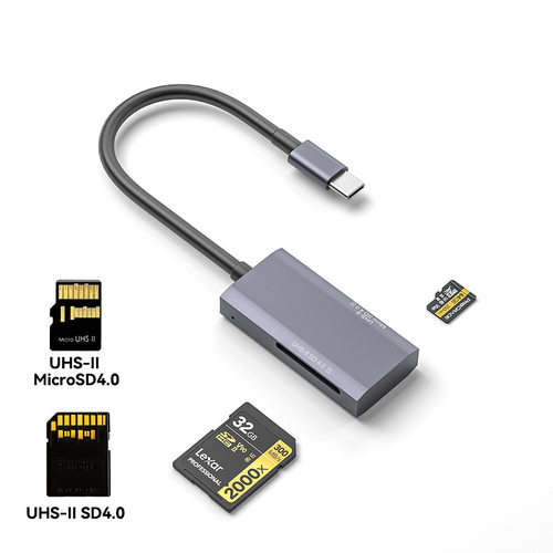 Type-C转4.0 UHS-Ⅱ PUSH V90 SD/TF 多功能高速多合一OTG读卡器