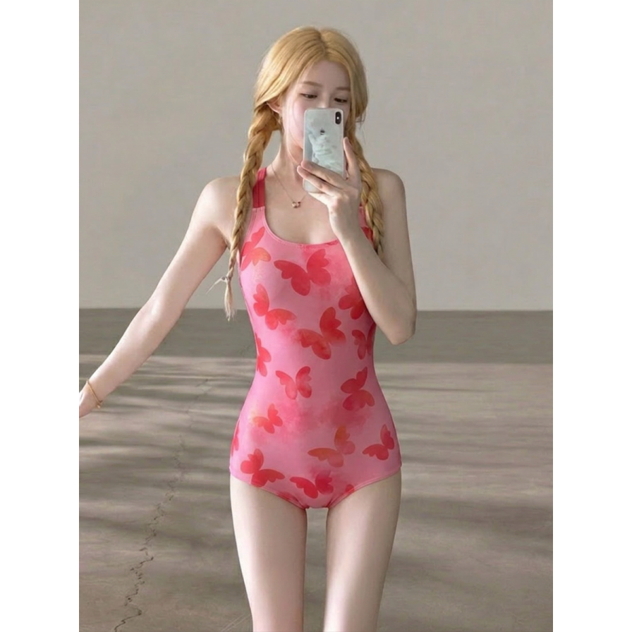 GirlStories粉蝴蝶连体泳衣女