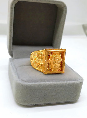 高品质 男精品泰国金佛头戒指 男款 金店1:1印字开口沙金戒指