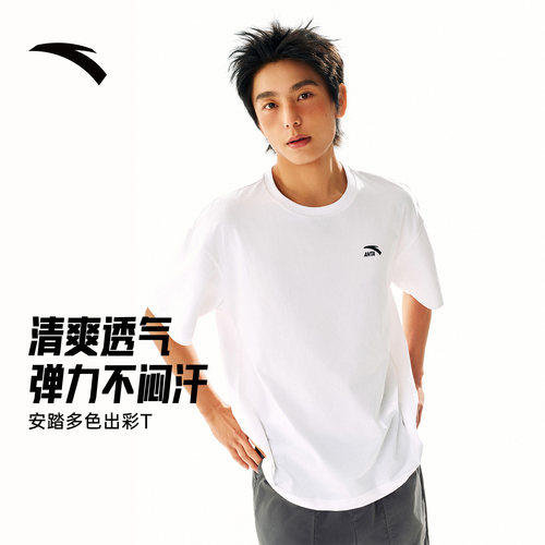 安踏多彩T丨短袖t恤男女同款夏季简约圆领宽松透气情侣款休闲上衣