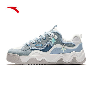 安踏小海星丨板鞋女2026春季新款运动鞋复古增高休闲鞋 122618036