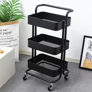 22管加厚碳钢拉斯克手推车置物架美容美发火罐工具车水杯餐具收纳