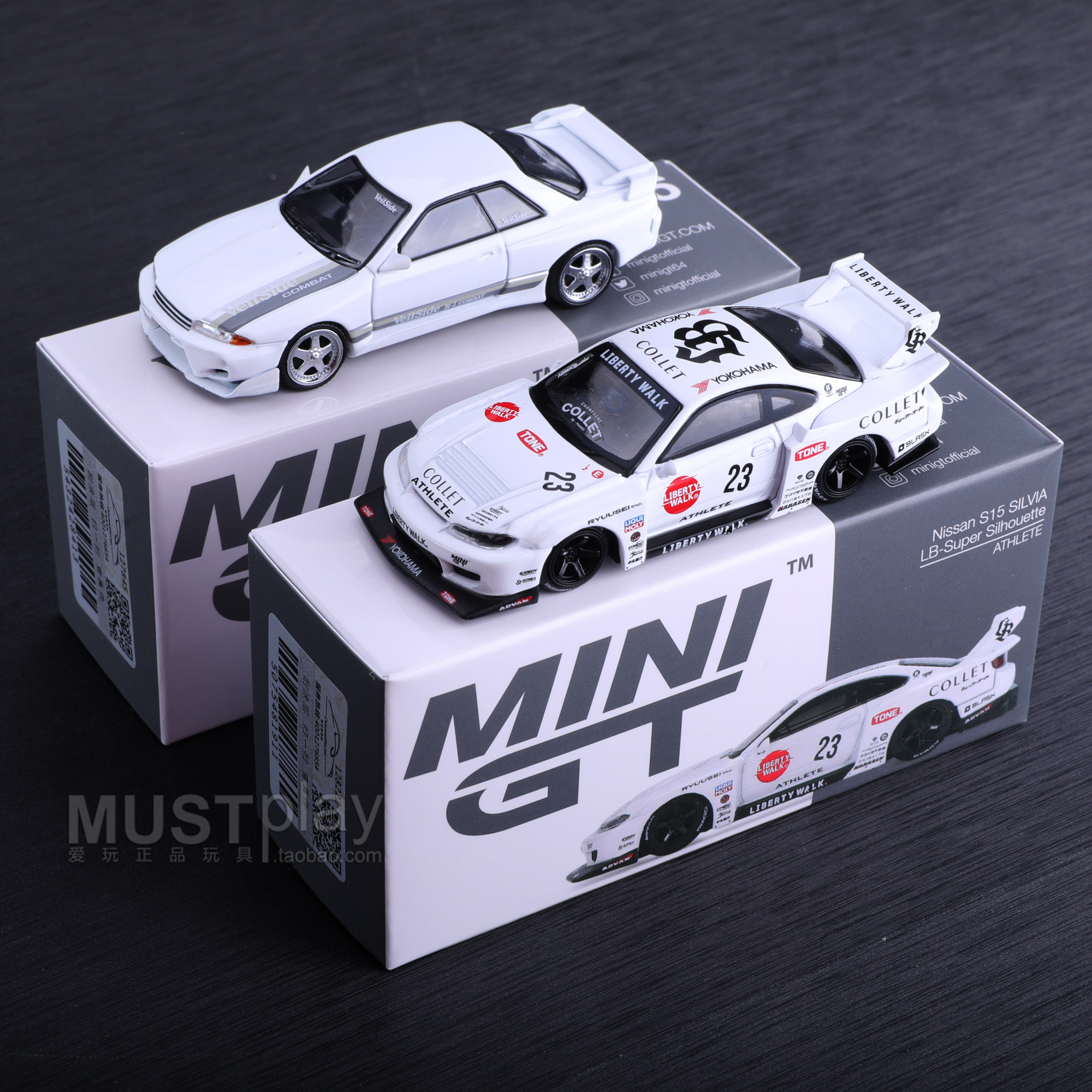 MINIGT 1066日产尼桑GTR32 1054尼桑S15LB涂装 1/64合金收藏车模