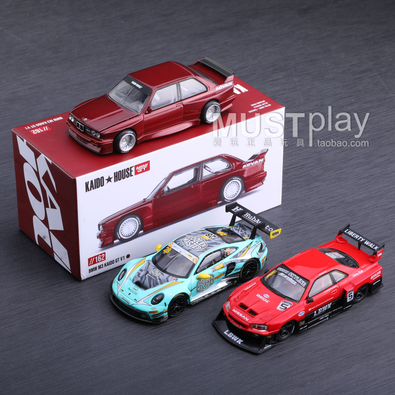 MINIGT 162宝马M3 804保时捷911 GT3  843日产 LB-ER34 1/64车模
