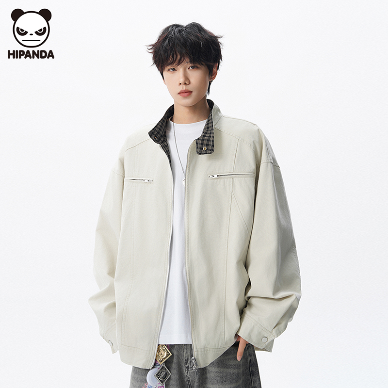 Hi Panda美式立领工装夹克男生秋冬新款潮牌宽松休闲高街痞帅外套