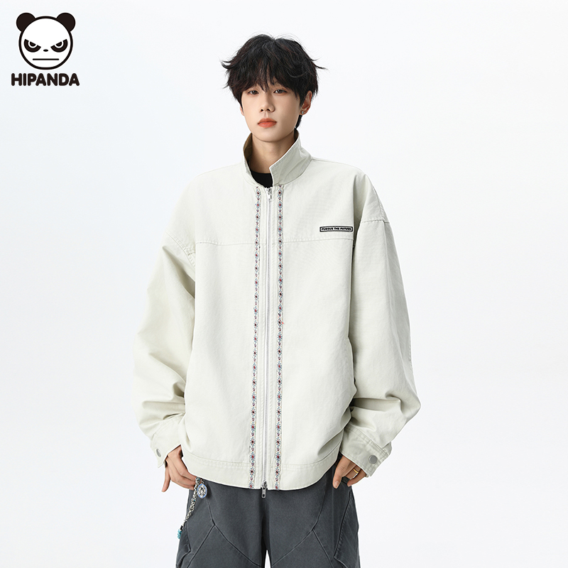 Hi Panda秋冬新款潮牌美式休闲外套男生宽松百搭翻领纯棉工装夹克