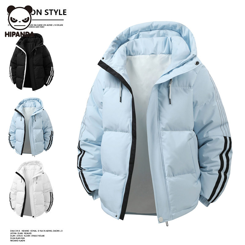 Hi Panda鸭绒连帽羽绒服男女情侣款秋冬季短款加厚保暖棉服外套潮