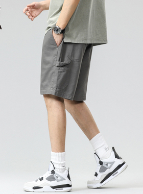 Hi Panda短裤休闲裤男宽松阔腿新款夏季美式运动工装五分裤中裤子