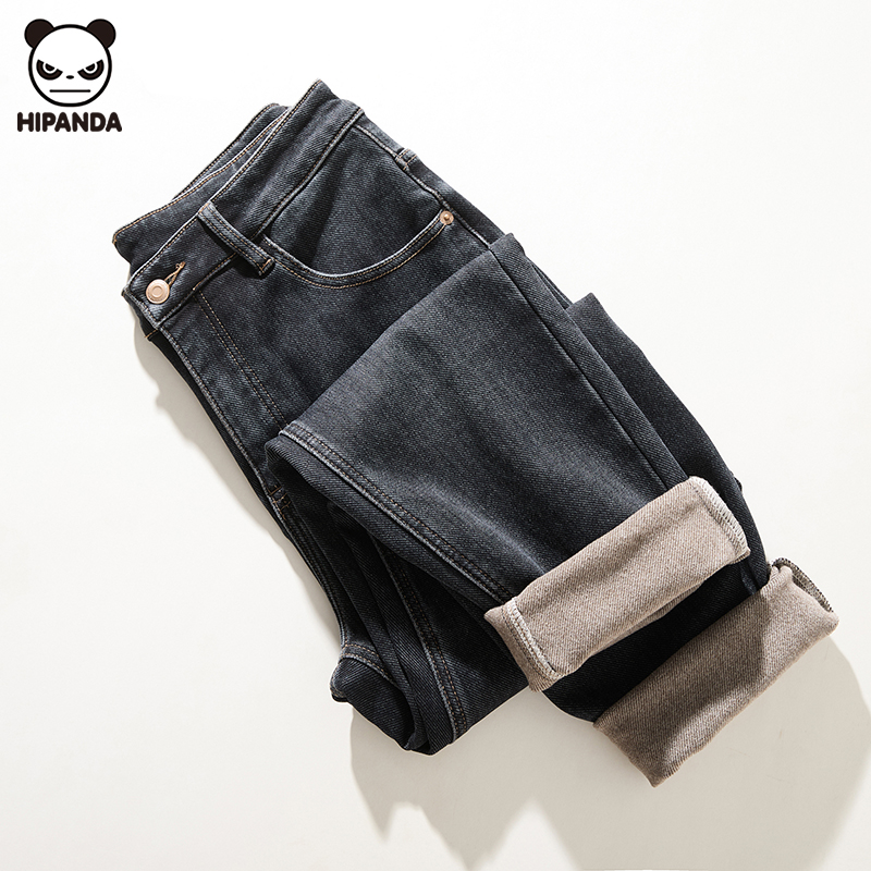 Hi Panda美式复古直筒牛仔裤男款秋冬新款宽松锥形加绒保暖休闲裤