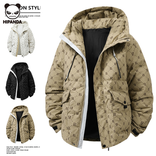 Hi Panda老钱风短款羽绒服外套男冬季新款潮牌美式连帽面包服棉衣