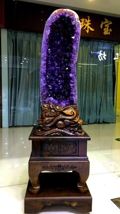 天然紫水晶洞摆件巴西乌拉圭钱袋子恐龙蛋原石摆件办公室家居开业