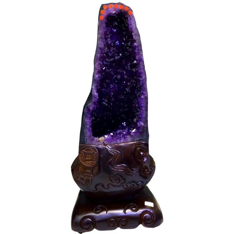 天然紫晶洞紫晶原石玛瑙聚宝盆紫晶块钱袋子紫水晶洞家居摆件