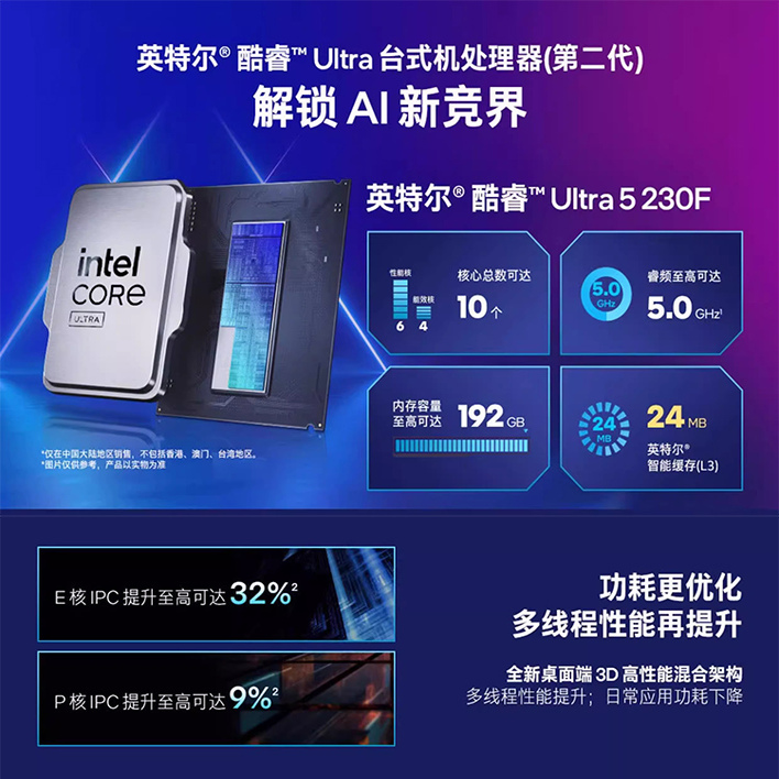 Intel/英特尔 其他 英特尔Ultra 5 230F盒装CPU处理器