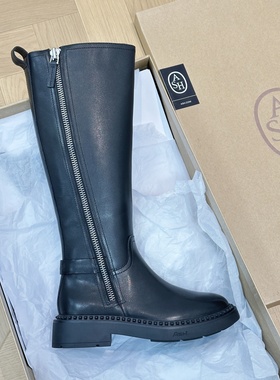 ASH女靴2025秋冬新款真皮高筒靴女粗跟及膝长靴骑士靴AP303L12063