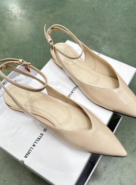 STELLA LUNA露娜女鞋尖头平跟包头半凉鞋金属吊饰平底鞋SL125044