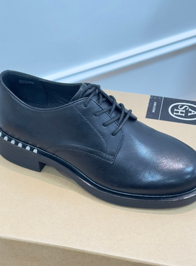 ASH艾熙女鞋秋冬新款日常平跟皮鞋英伦风复古系带单鞋AN333L22019